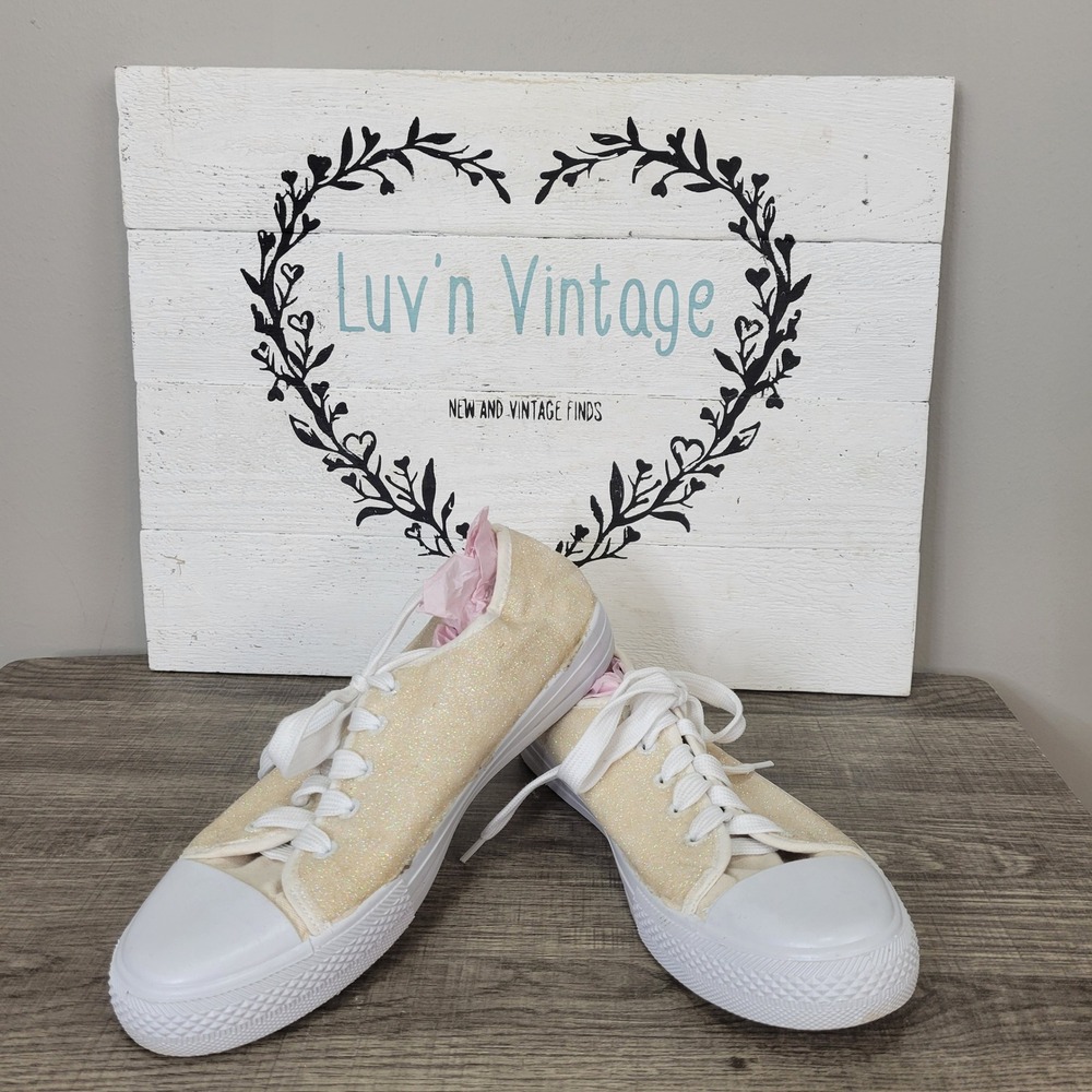 Glitter Sneakers Casual Shoes Sparkly Lace Up Sneakers Ladies‎ Size 10